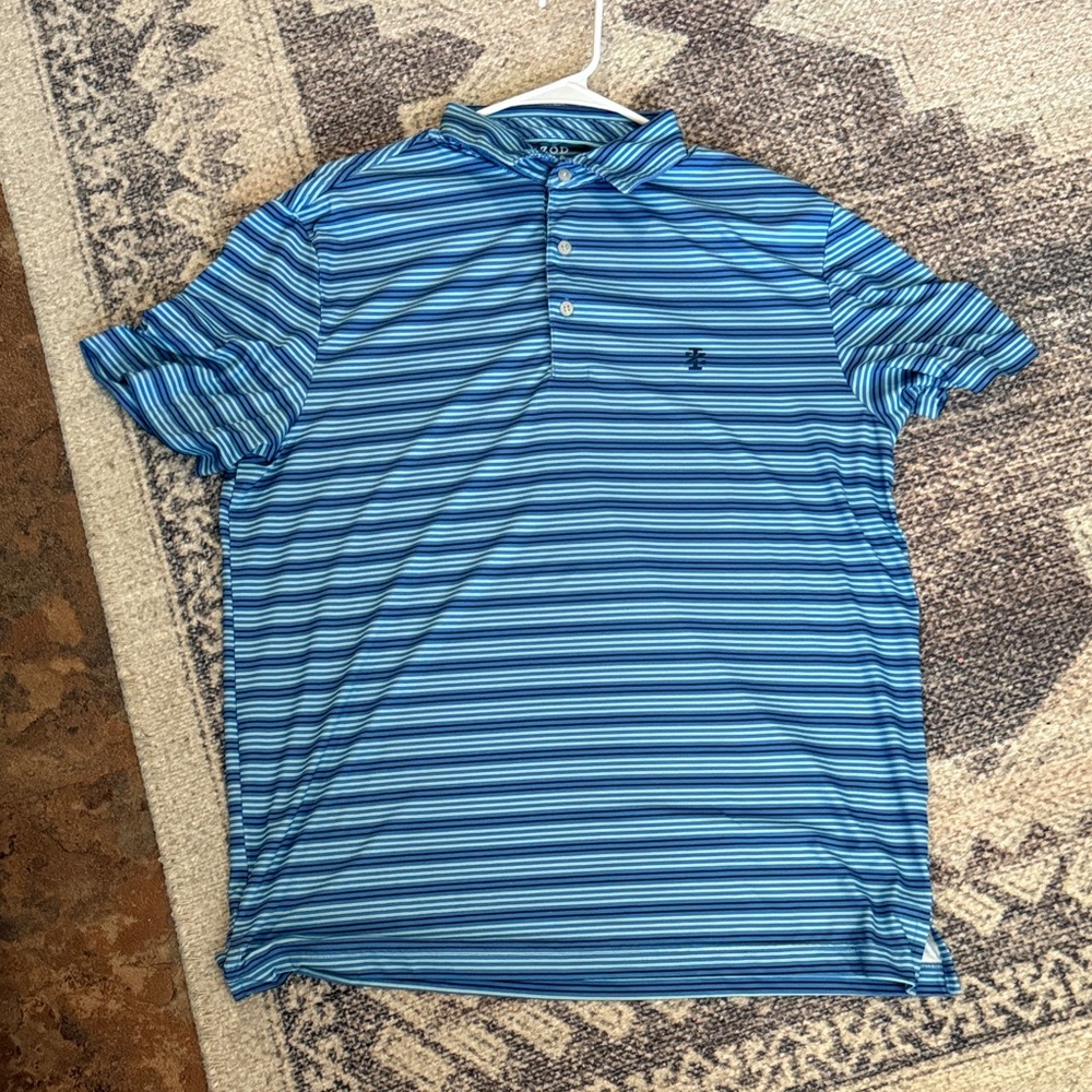 Izod Men's Blue Striped Polo Shirt